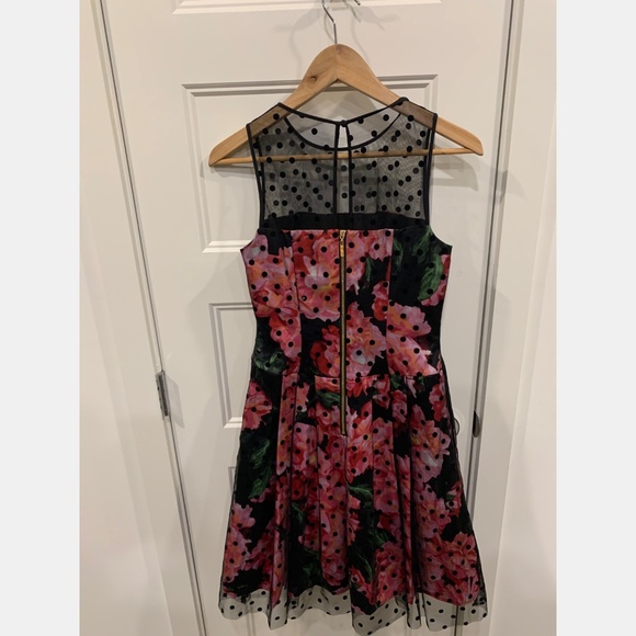 Eliza J Polka Mesh Overlay Fit & Flare Dress -NWOT - Picture 4 of 5